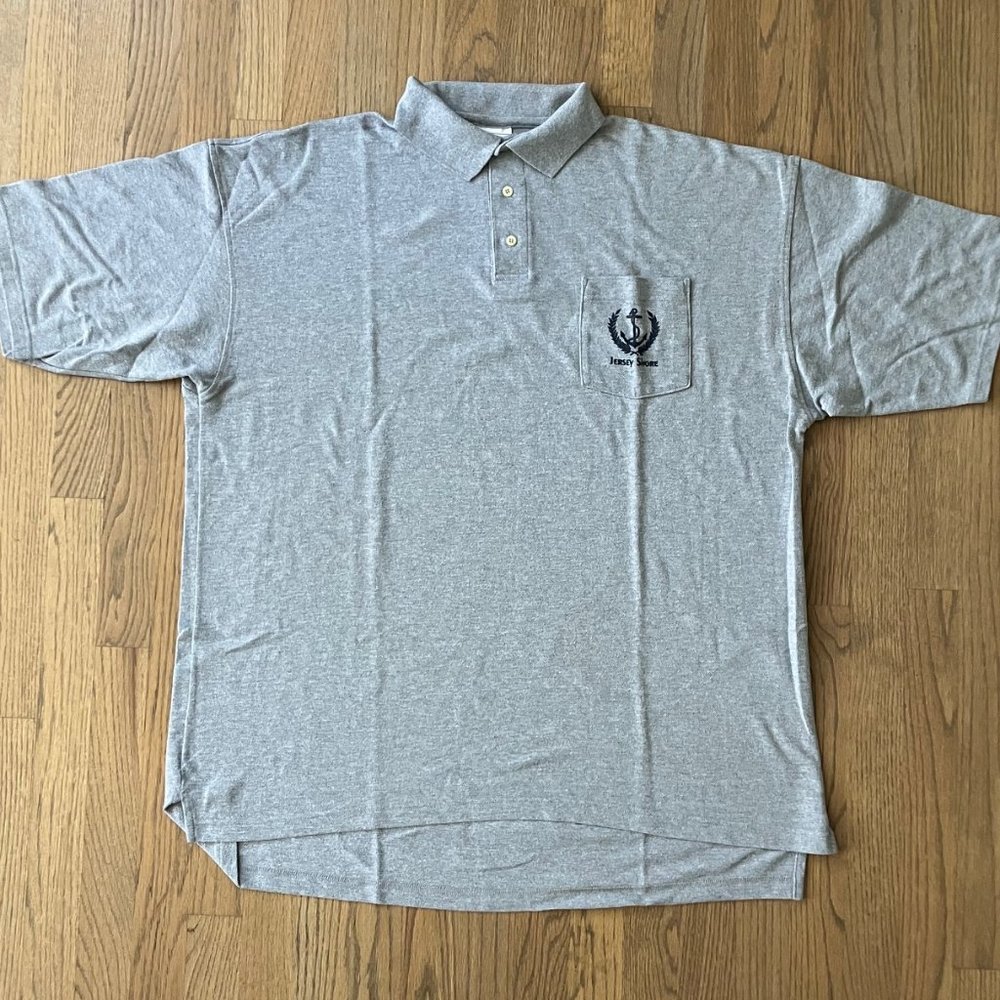 Men's Grey Anvil Collared 'Jersey Shore' Short Sleeve Polo XXL